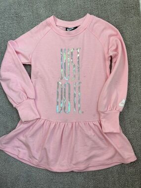Nike Pink Holographic 'Just Do It' Peplum Sweatshirt Dress - XS (4)